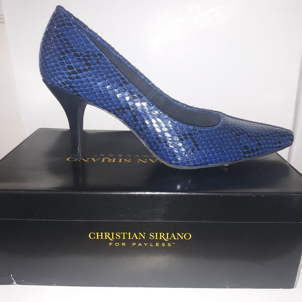 Blue Snake Print Pumps